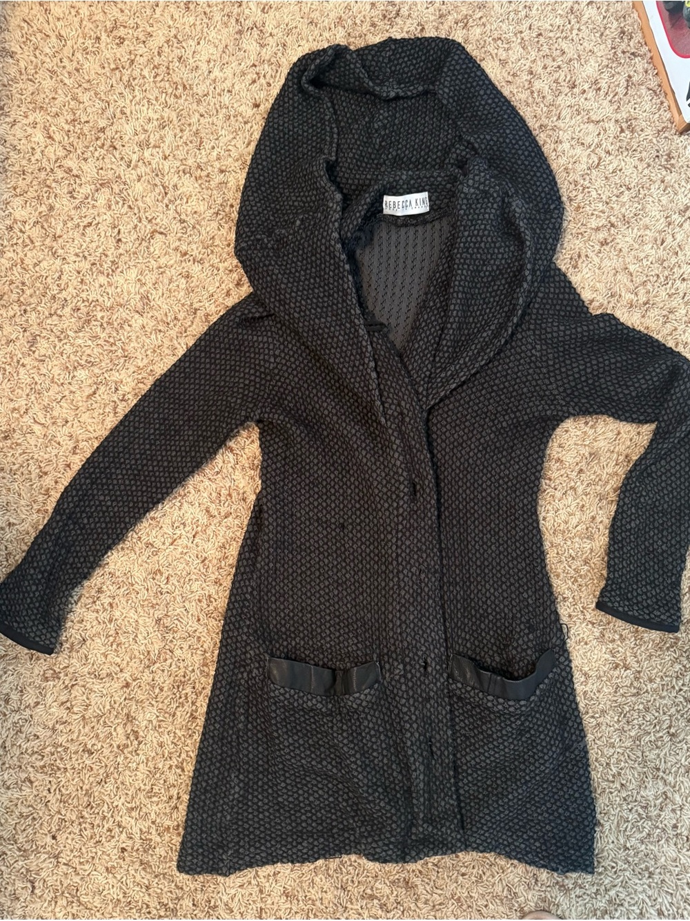 Rebecca King 3 way Black Hooded Knit Sweater Coat